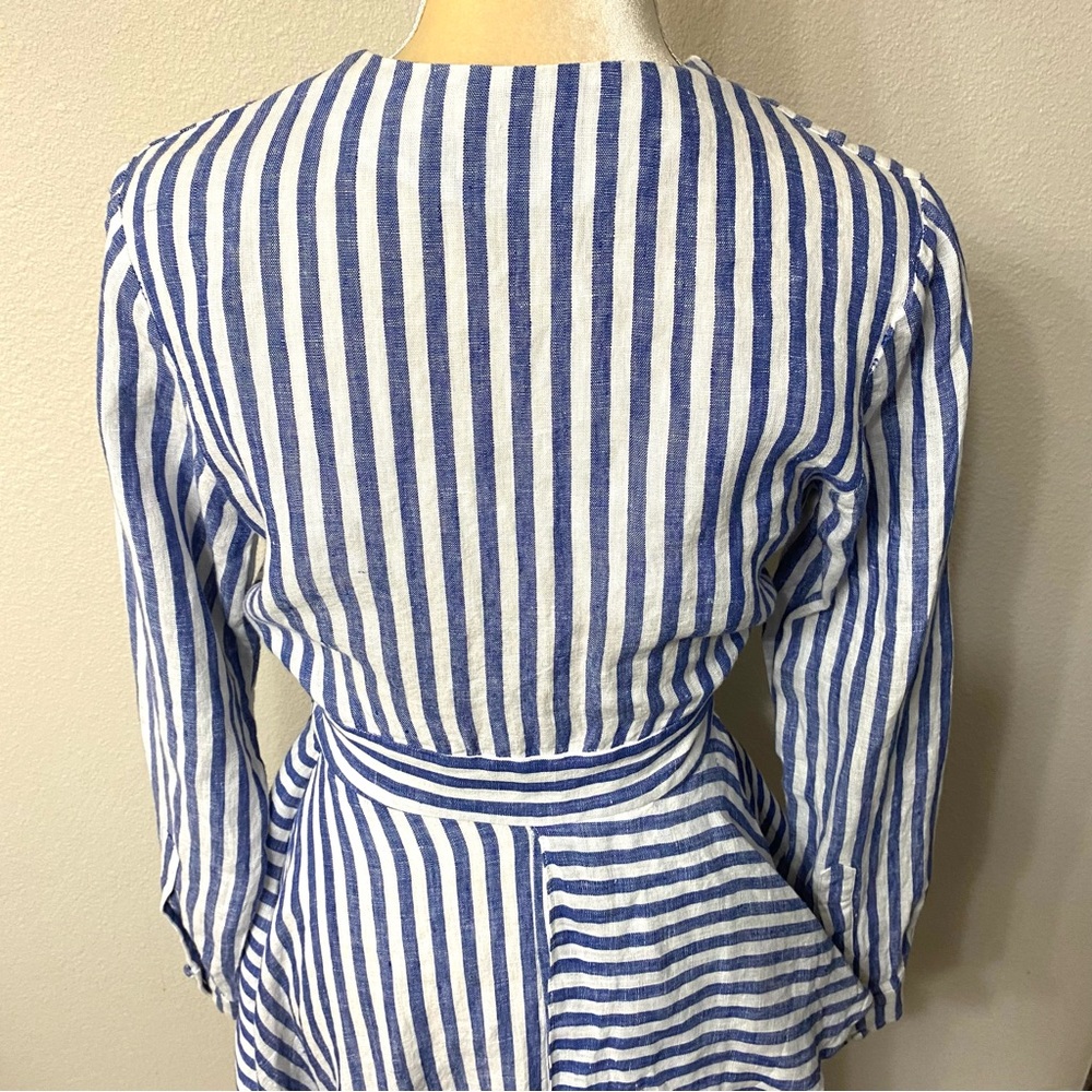 Johanna Ortiz Rio Grande Linen Striped High-Low Blouse 4 - Picture 5 of 11